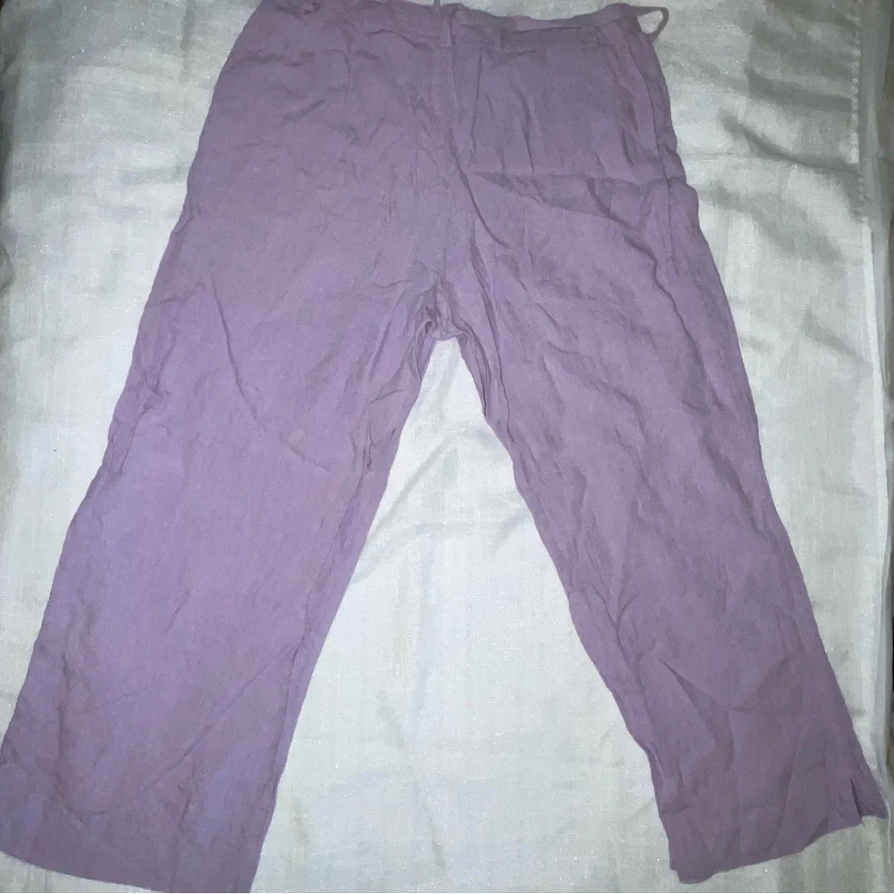 Linden Hill 100% Linen Purple Pastel Pants Relaxed Fit Cropped - Picture 3 of 12